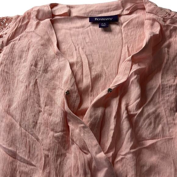 Roaman’s Women's Crinkle Wrap Maxi Dress Size 12W‎ Blush Pink - Picture 8 of 13